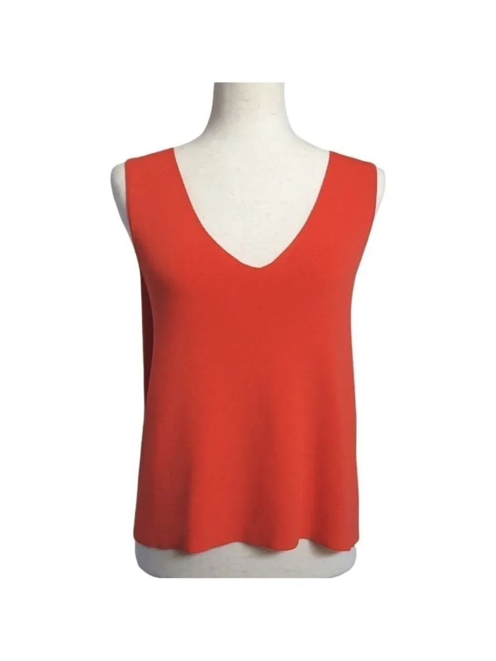 Rachel Roy Orange V-Neck Swing Tank Top High Low Flowy Draped Summertime